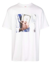 T-shirt à col rond imprimé blanc Supreme