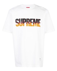 T-shirt à col rond imprimé blanc Supreme