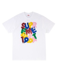 T-shirt à col rond imprimé blanc Supreme