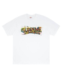 T-shirt à col rond imprimé blanc Supreme