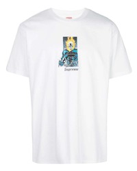 T-shirt à col rond imprimé blanc Supreme