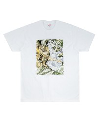 T-shirt à col rond imprimé blanc Supreme