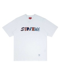 T-shirt à col rond imprimé blanc Supreme