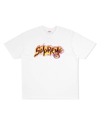 T-shirt à col rond imprimé blanc Supreme