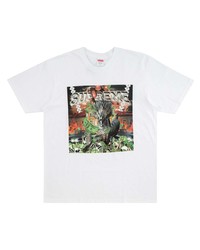 T-shirt à col rond imprimé blanc Supreme