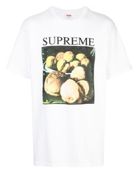 T-shirt à col rond imprimé blanc Supreme