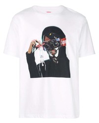 T-shirt à col rond imprimé blanc Supreme