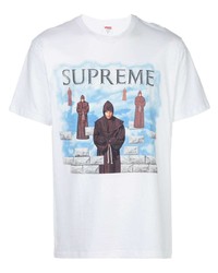 T-shirt à col rond imprimé blanc Supreme