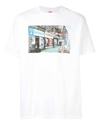 T-shirt à col rond imprimé blanc Supreme