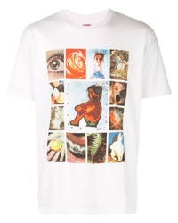 T-shirt à col rond imprimé blanc Supreme