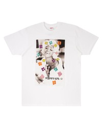 T-shirt à col rond imprimé blanc Supreme