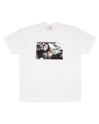 T-shirt à col rond imprimé blanc Supreme