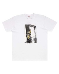 T-shirt à col rond imprimé blanc Supreme