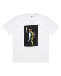 T-shirt à col rond imprimé blanc Supreme