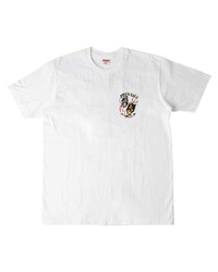 T-shirt à col rond imprimé blanc Supreme