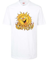 T-shirt à col rond imprimé blanc Supreme