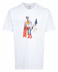 T-shirt à col rond imprimé blanc Supreme