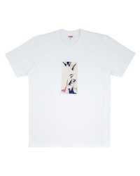 T-shirt à col rond imprimé blanc Supreme