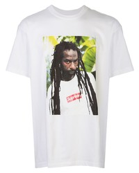 T-shirt à col rond imprimé blanc Supreme