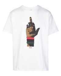 T-shirt à col rond imprimé blanc Supreme