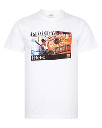 T-shirt à col rond imprimé blanc Supreme