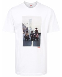 T-shirt à col rond imprimé blanc Supreme