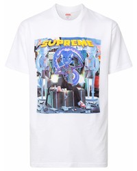 T-shirt à col rond imprimé blanc Supreme