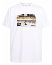 T-shirt à col rond imprimé blanc Supreme