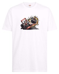 T-shirt à col rond imprimé blanc Supreme