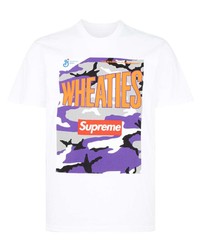 T-shirt à col rond imprimé blanc Supreme