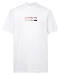 T-shirt à col rond imprimé blanc Supreme