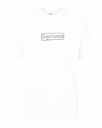 T-shirt à col rond imprimé blanc Supreme