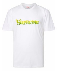 T-shirt à col rond imprimé blanc Supreme