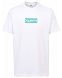 T-shirt à col rond imprimé blanc Supreme