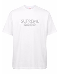 T-shirt à col rond imprimé blanc Supreme