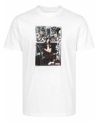 T-shirt à col rond imprimé blanc Supreme