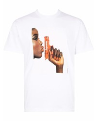 T-shirt à col rond imprimé blanc Supreme