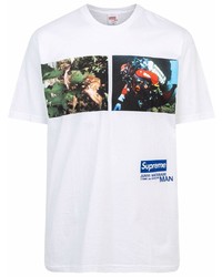 T-shirt à col rond imprimé blanc Supreme