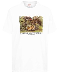 T-shirt à col rond imprimé blanc Supreme
