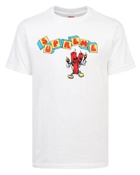 T-shirt à col rond imprimé blanc Supreme