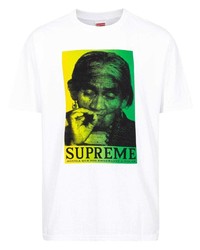 T-shirt à col rond imprimé blanc Supreme