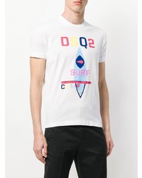 T-shirt à col rond imprimé blanc DSQUARED2