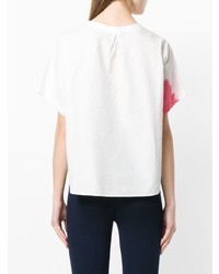 T-shirt à col rond imprimé blanc Suzusan