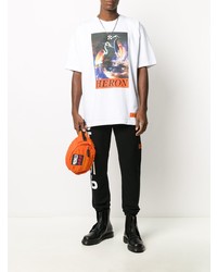 T-shirt à col rond imprimé blanc Heron Preston