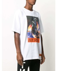 T-shirt à col rond imprimé blanc Heron Preston