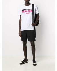 T-shirt à col rond imprimé blanc Moschino