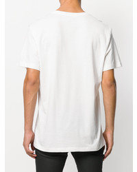 T-shirt à col rond imprimé blanc Pierre Balmain