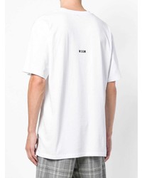 T-shirt à col rond imprimé blanc MSGM