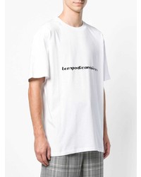 T-shirt à col rond imprimé blanc MSGM