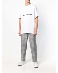 T-shirt à col rond imprimé blanc MSGM